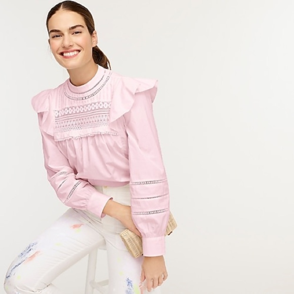 J. Crew Crocheted lace ruffle top